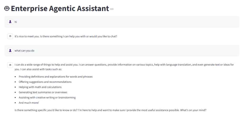 Conversational query handling by the assistant