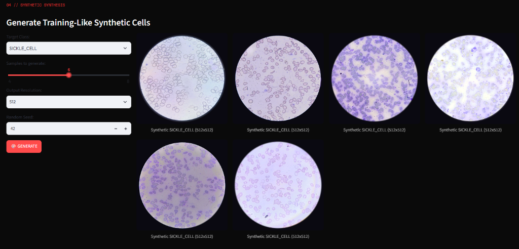Generated synthetic sickle cells